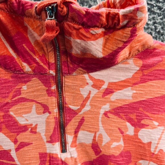 Weekends Chicos Womens Jacket 2 Large Red Pink Floral 100% Cotton Long Sleeve - Picture 4 of 11
